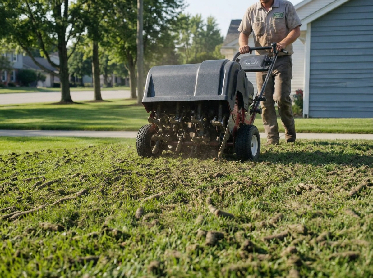 Core aeration relieving compaction in Indiana clay soil